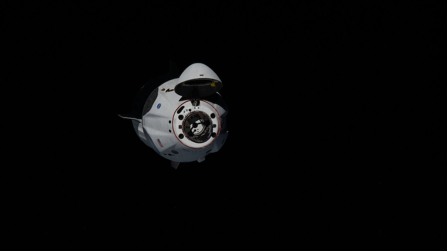 SpaceX�s Crew Dragon spacecraft approaches the International Space Station for docking May 31. Credit: NASA